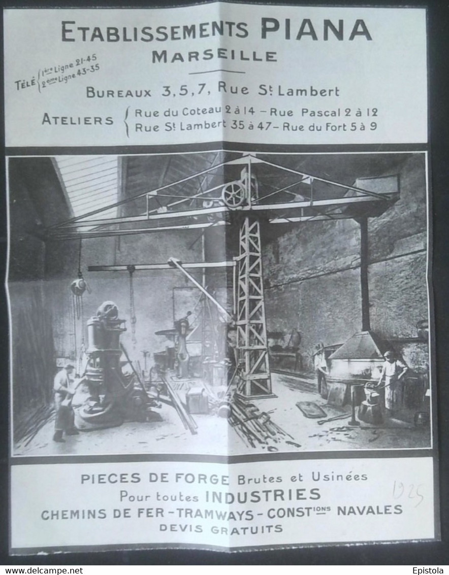 ► 1925  MARSEILLE Atelier GRUE D'Usine Forge Etablissement PIANA  - Coupure De Presse Originale (Encadré Photo) - Tools