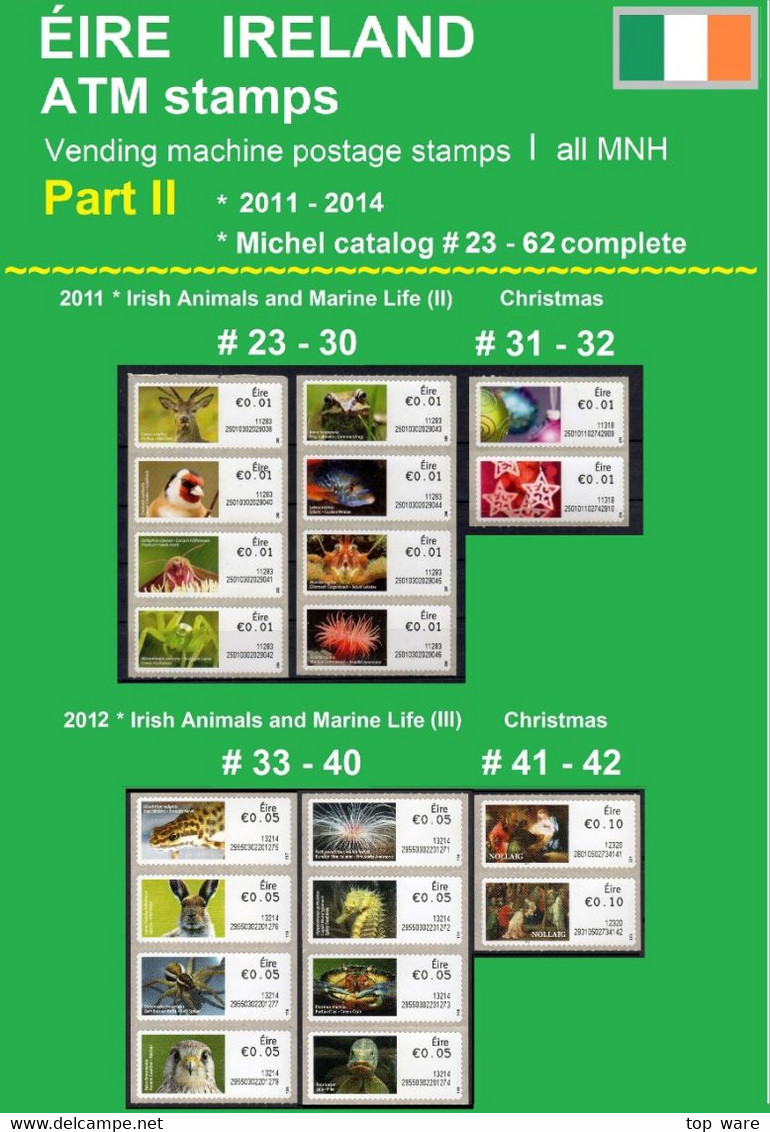 EIRE Ireland ATM Stamps PART II * 2011-2014 MNH * Frama Klussendorf Soar Distributeur Vending Machine Kiosk - Frankeervignetten (Frama)