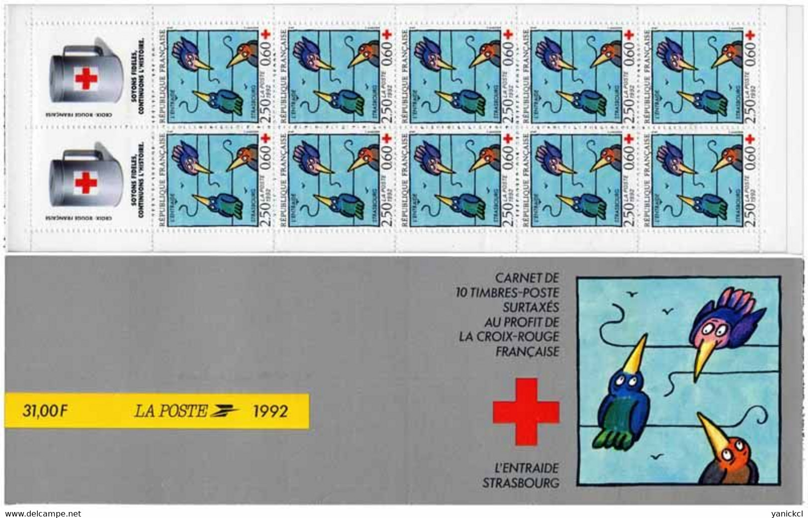 Croix-Rouge - L'entraide - Carnet De 10 TP ** - 1992 - Y & T N° CA 2041 - Croix Rouge