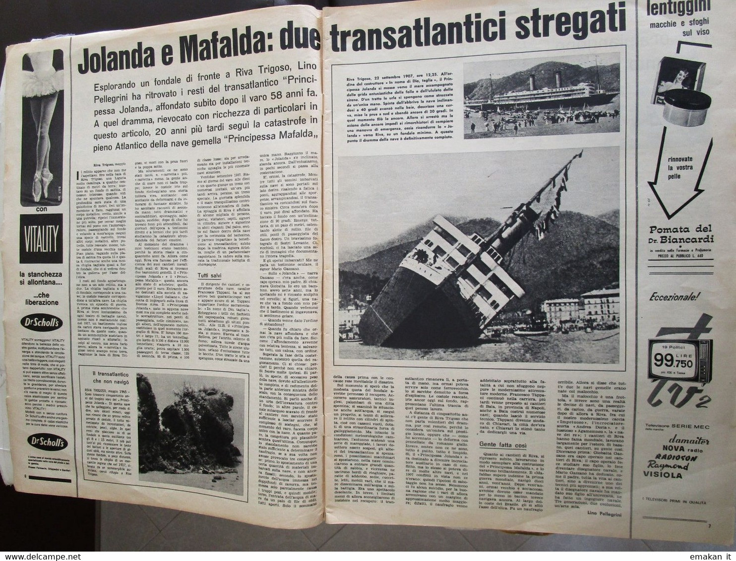 # DOMENICA DEL CORRIERE N 22 / 1965 FERRARI PININFARINA / TRANSATLANTICI /  REGINA ELISABETTA / PARTIGIANI PIAVE SOLIGO - Erstauflagen