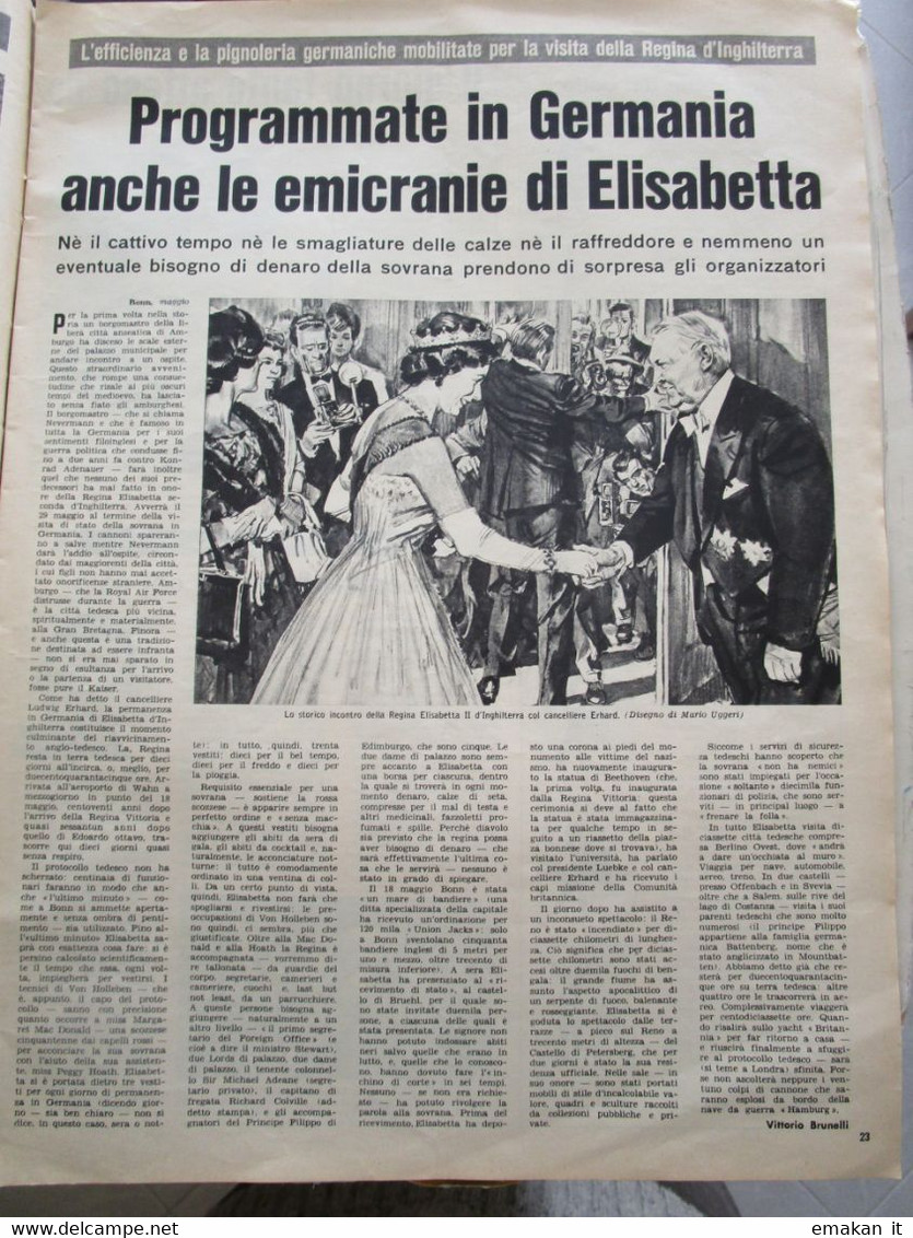 # DOMENICA DEL CORRIERE N 22 / 1965 FERRARI PININFARINA / TRANSATLANTICI /  REGINA ELISABETTA / PARTIGIANI PIAVE SOLIGO - First Editions