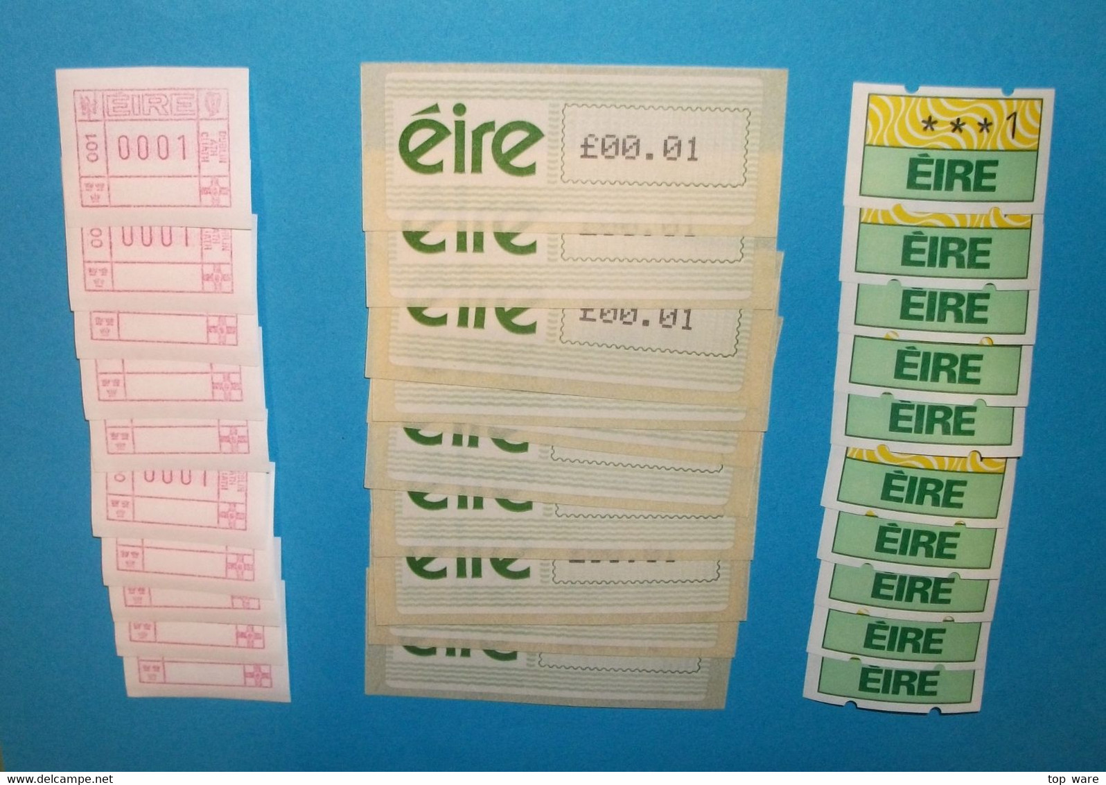 EIRE IRELAND ATM STAMPS / VENDING MACHINE TRIAL 1990 / TEN STAMPS EACH TYPE / Automatenmarken Distributeur - Frankeervignetten (Frama)