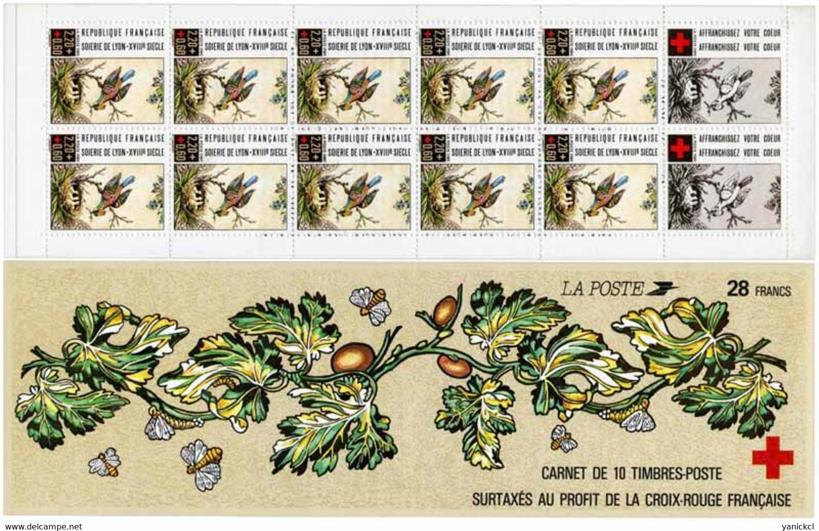 Croix-Rouge - Motif D'une Soierie De Lyon - Carnet De 10 TP ** - 1989- Y & T N° CA 2038 - Croix Rouge