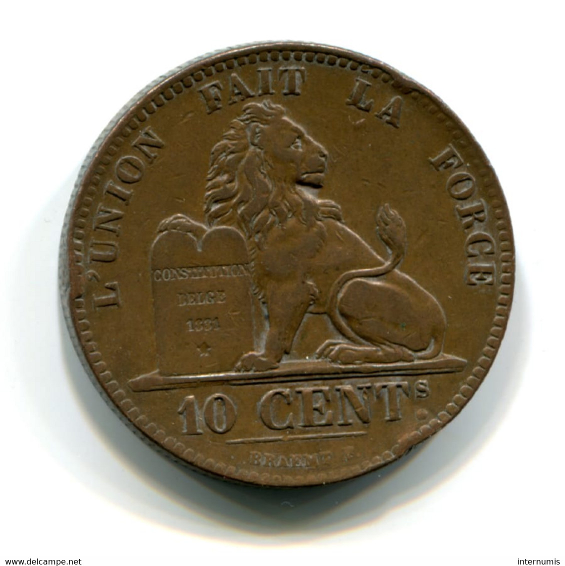 Belgique / Belgium, 10 Centimes, 1832, Leopold I, Cuivre (Copper), SUP (AU), KM#2.1, - 10 Cent