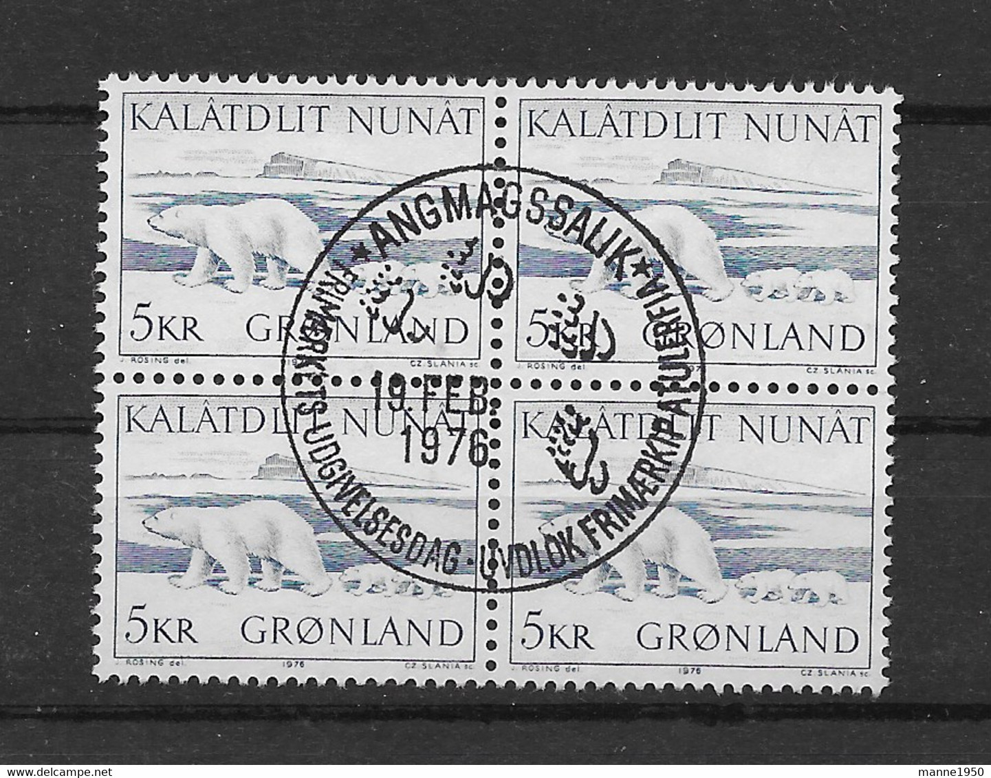 Grönland 1976 Eisbär Mi.Nr. 96 4er Block Gestempelt - Usati