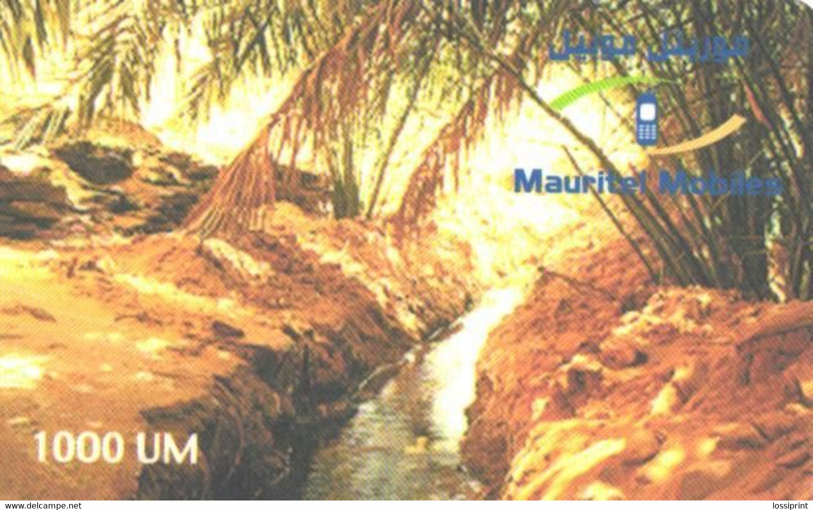 Mauritania:Used Phonecard, Mauritel Mobiles, 1000 UM, River And Trees - Mauritanie