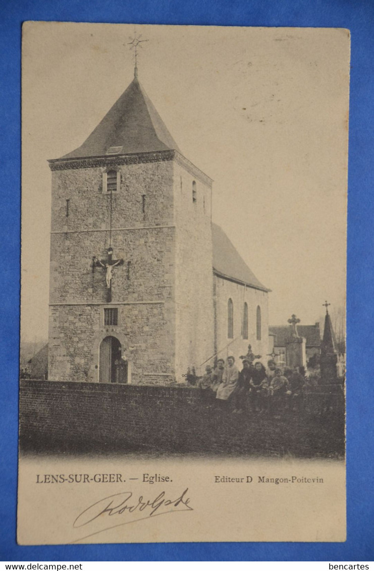 Lens-sur-Geer 1907: Eglise Animée Avec Groupe D'enfants - Oreye