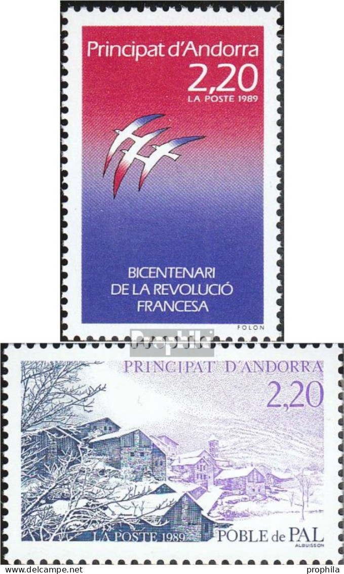 Andorra - Französische Post 397,398 (kompl.Ausg.) Postfrisch 1989 Revolution, Tourismus - Booklets