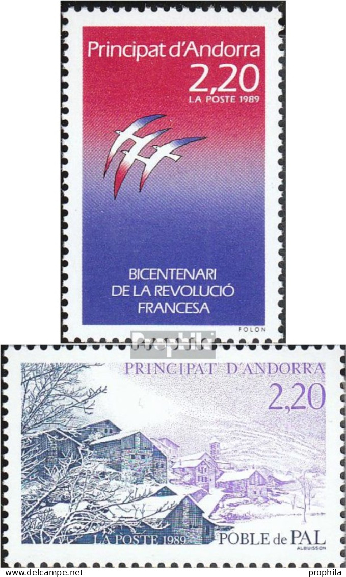 Andorra - Französische Post 397,398 (kompl.Ausg.) Postfrisch 1989 Revolution, Tourismus - Markenheftchen