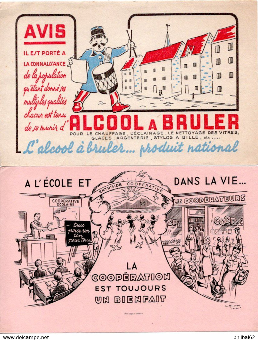 Lot De 10 Buvards. Philbée, Danone, Morvan, Cirage, Epéda, Thé Eléphant, Coopération, Alsa, Alcool à Brûler. - Colecciones & Series