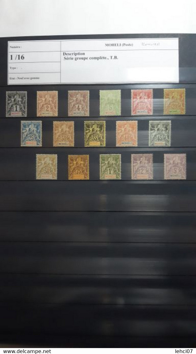 MOHÉLI Belle Collection De Cette Ancienne Colonie Française En 1906 Timbres Neufs - Unused Stamps
