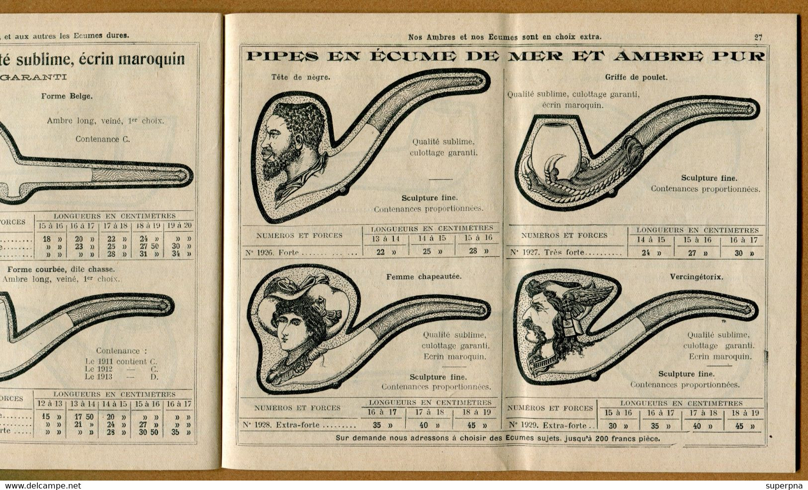 " CATALOGUE D'ARTICLES POUR FUMEURS - BESSARD " De CLERMONT-FERRAND  (1909/1910)  Pipe - Dokumente