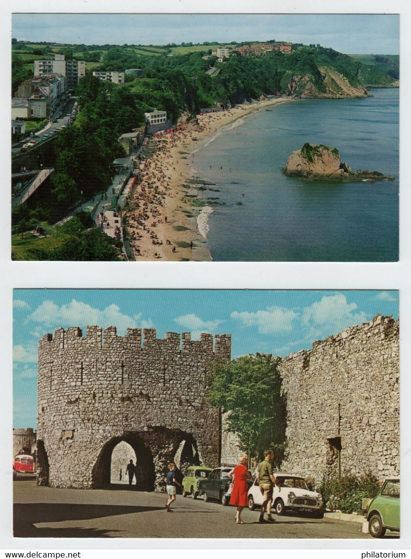 Cymru, Pays De Galles, TENBY, Le Rocher Goscar Et La Plage Nord + Les Remparts. - Pembrokeshire