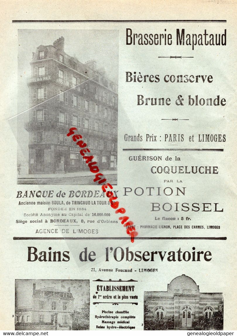 87-LIMOGES- REVUE LIMOGES ILLUSTRE-1912-VIADUC RANCON-CONGRES ARBRE EAU CHATAIGNIER-MONTLUCON-CONCOURS HIPPIQUE- ROUBAIX