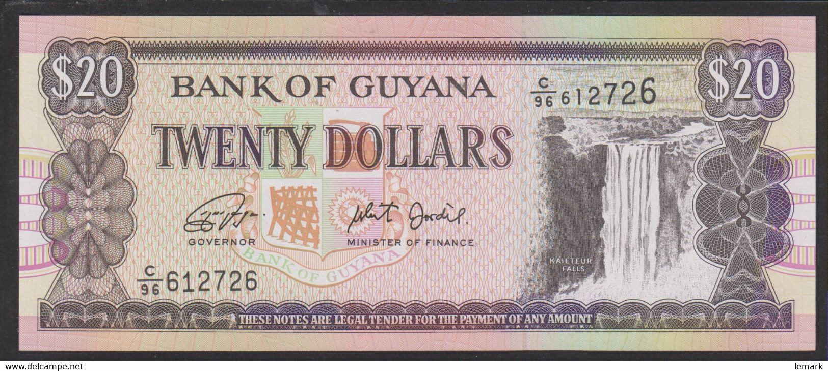 Guyana 20 Dollar 1996-2018 P30g UNC - Guyana