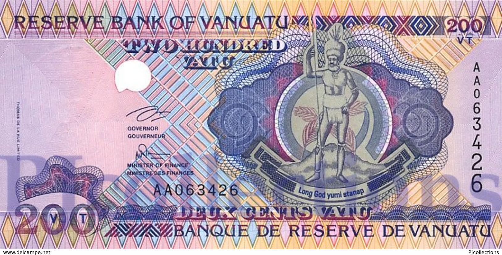 VANUATU 200 VATU 1995 PICK 8a PREFIX "AA" UNC - Vanuatu