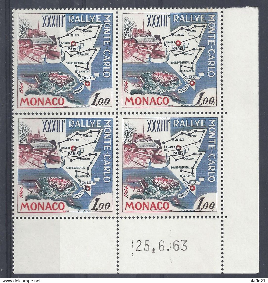 MONACO - N° 616 - BLOC De 4 COIN DATE - XXXIIIème RALLYE - NEUF SANS CHARNIERE - 25/6/63 - Unused Stamps