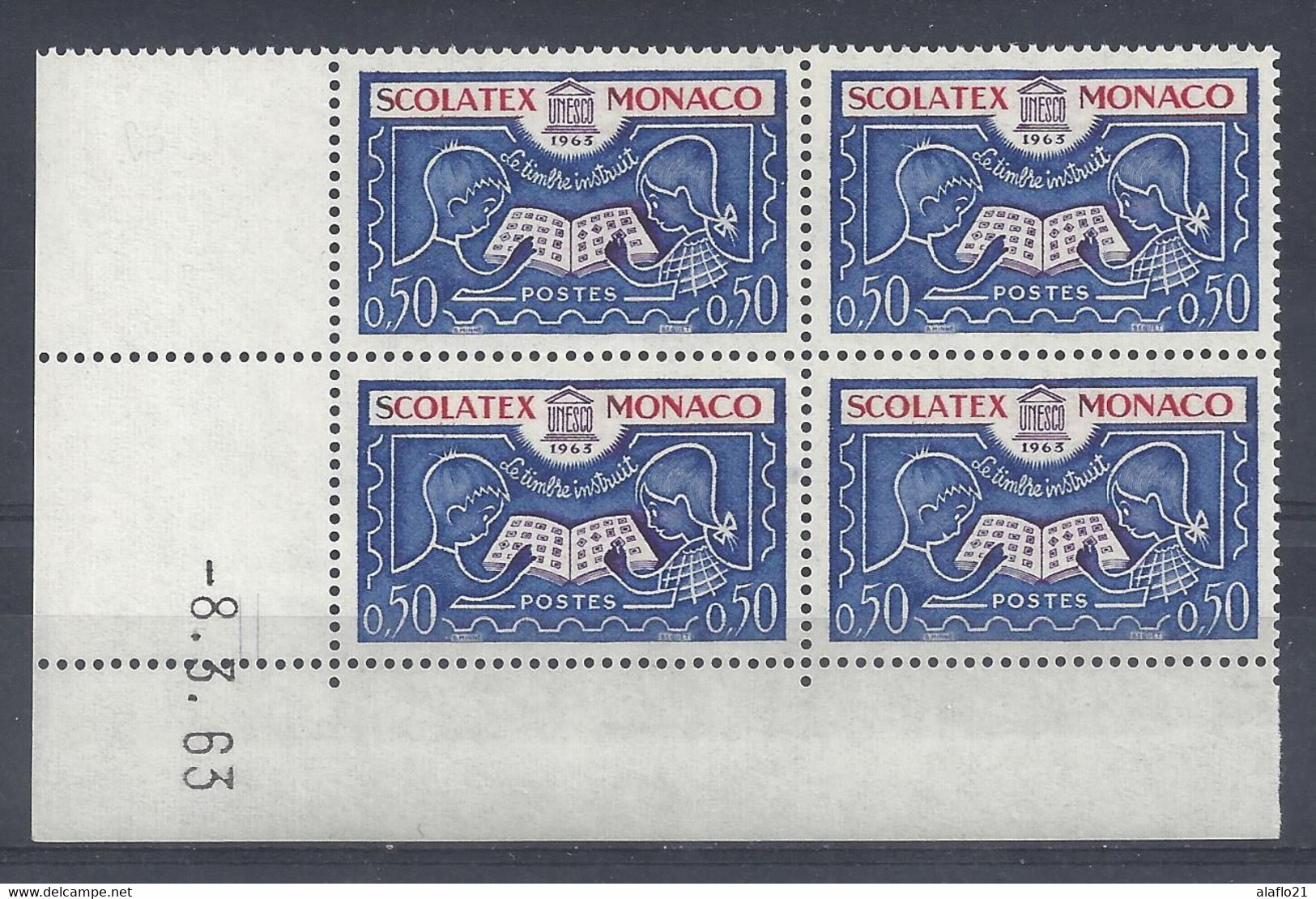 MONACO - N° 617 - BLOC De 4 COIN DATE - SCOLATEX - NEUF SANS CHARNIERE - 8/3/63 - Unused Stamps