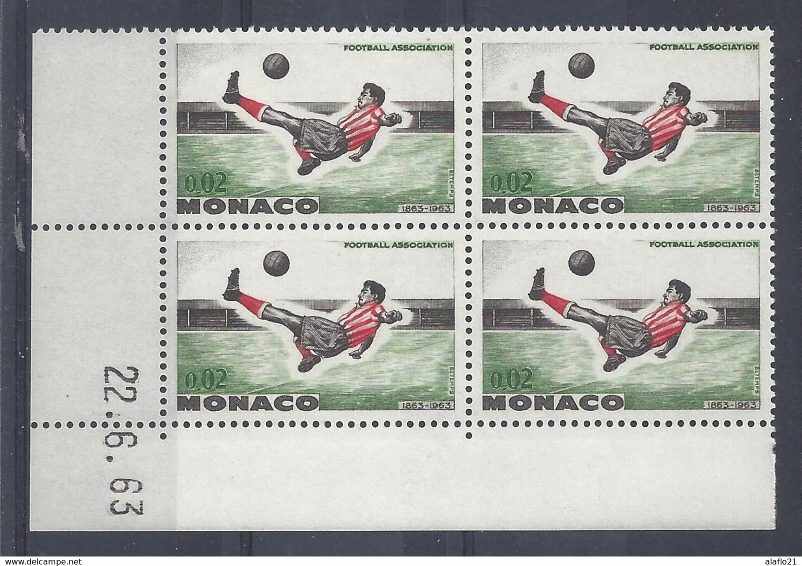 MONACO - N° 621 - BLOC De 4 COIN DATE - CENTENAIRE FOOTBALL - NEUF SANS CHARNIERE - 22/6/63 - Ungebraucht