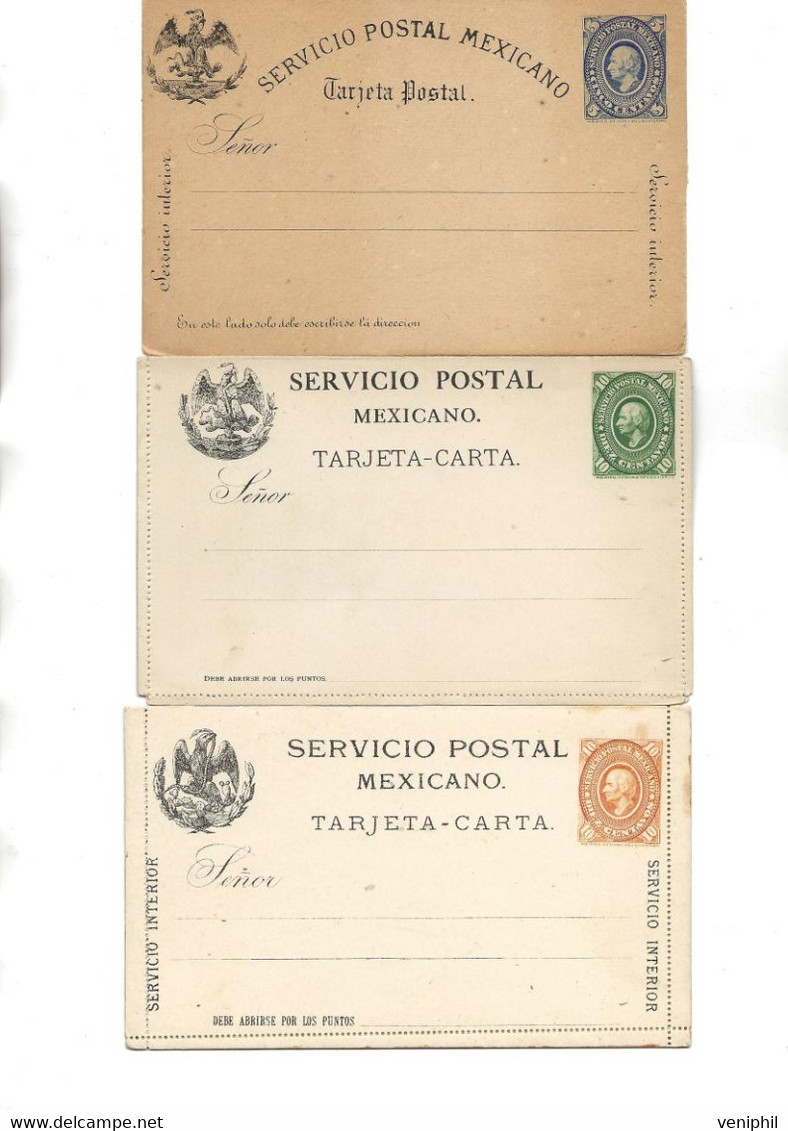 MEXIQUE - LOT DE 7  ENTIERS POSTAUX NEUFS -ANNEE -1899 - Mexique