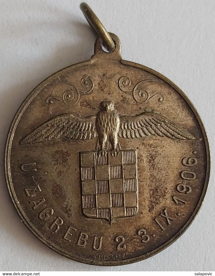 Gymnastics CROATIA ZAGREB AGRAM - I. HRVATSKI SVESOKOLSKI SLET 1906. Medal PLIM - Gymnastique