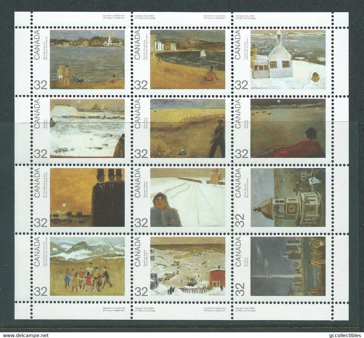 Canada # 1027a (1016-1027) Full Pane Of 12 MNH - Canada Day 1984 (1) - Feuilles Complètes Et Multiples