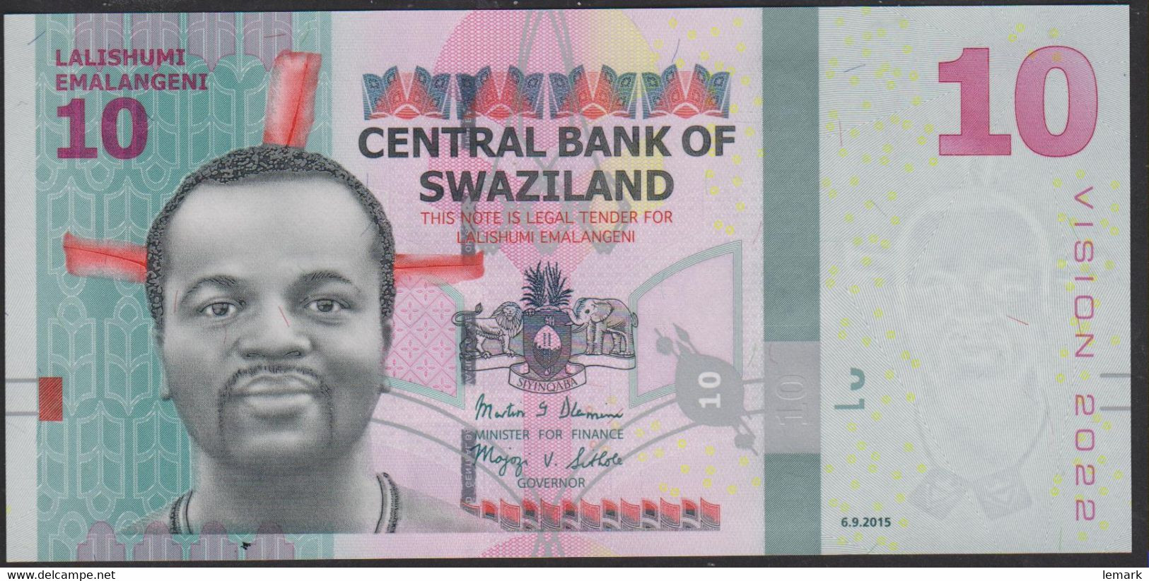 Swaziland 10 Emalangeni 2015 P41 UNC - Swasiland