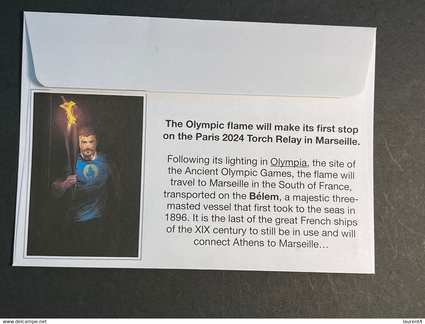 (3 Oø 8) 2024 Olympic Flame With Depart From Marseille (map Of Proposed Route) (Tennis Olympic 2000 Stamp) 3-2-2023 - Zomer 2024: Parijs