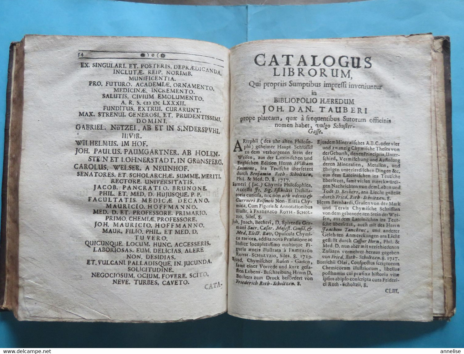 1719 Acta Loboratorii chemici Altdorfini   J Mauricii Hoffmanni  Ed. Nuremberg  Texte en latin