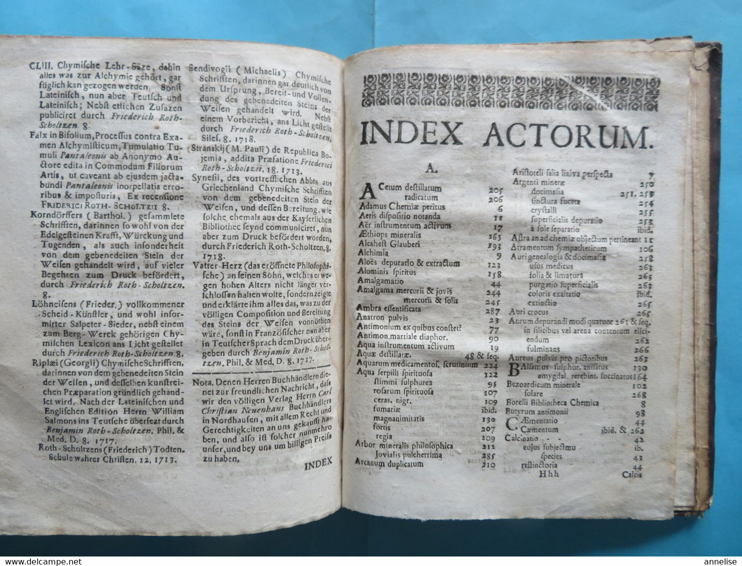 1719 Acta Loboratorii chemici Altdorfini   J Mauricii Hoffmanni  Ed. Nuremberg  Texte en latin