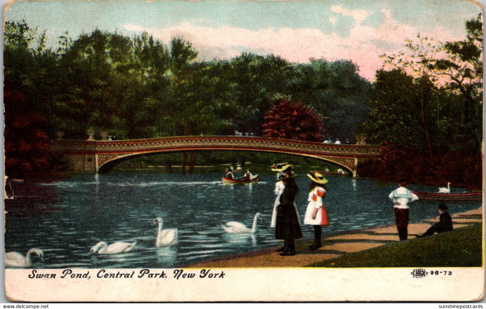 New York City Central Park Swan Pond 1909 - Central Park