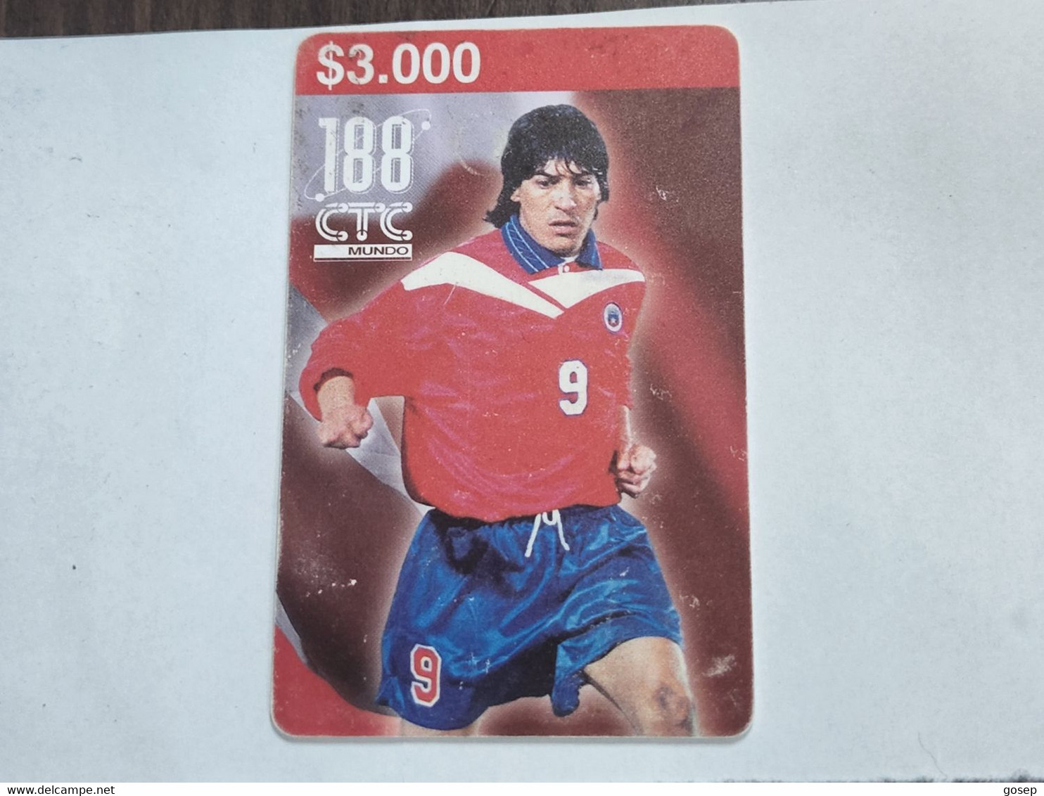Chile-(CL-CTC-0045A)-IVAN ZAMORANO-(197)-($3.000)-(?)-(6/1998)-(50.000)-used Card+1card Prepiad Free - Cile