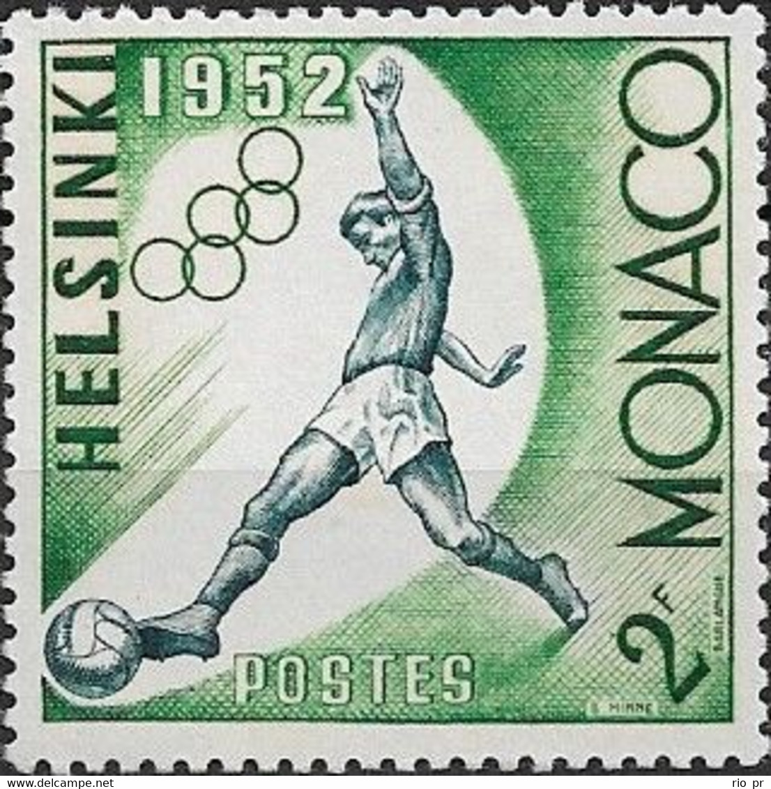 MONACO - HELSINKI'52 SUMMER OLYMPIC GAMES (SOCCER, 2 Fr) 1953 - MNH - Verano 1952: Helsinki