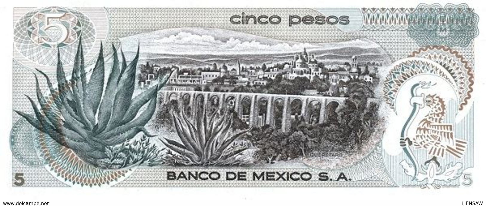 MEXICO 5  PESOS 1972 P 62c UNC SC NUEVO - Mexico