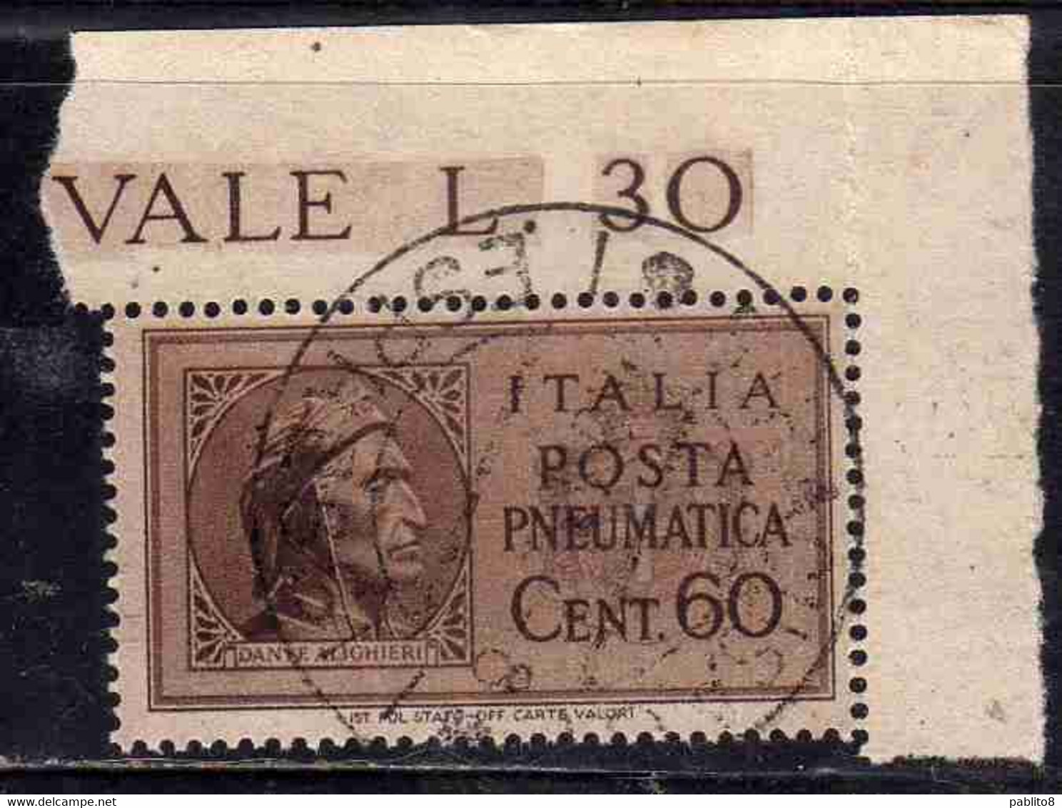 ITALIA REGNO ITALY KINGDOM LUOGOTENENZA 1945 PNEUMATICA CENT. 60c USATO USED OBLITERE' - Used