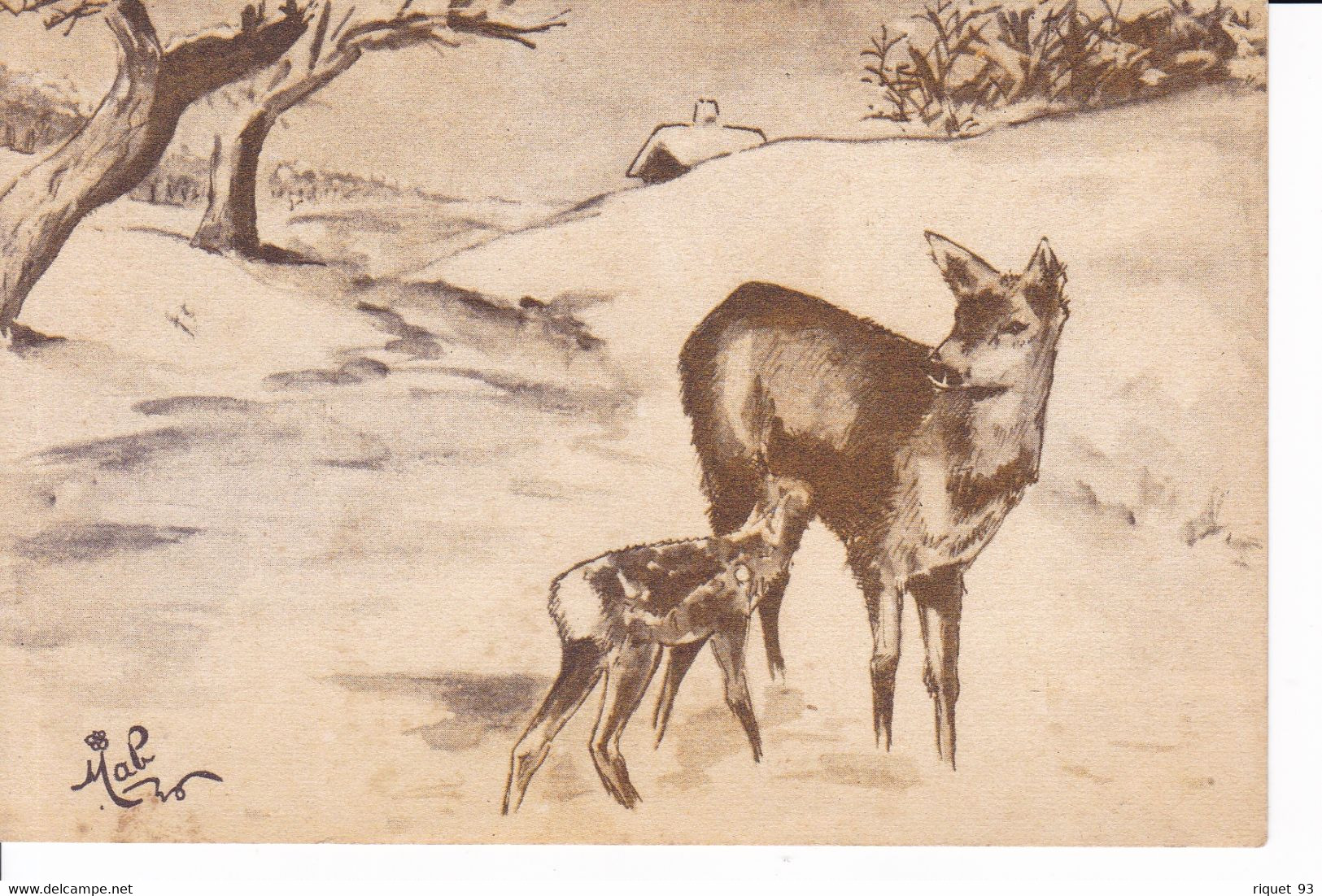 Lot 4 Cp - Dessin D'animaux En Forêt L'hiver!!!! Voir Scans-Ed. Serv. Social Et Culturel Des TAO - Malerei & Gemälde