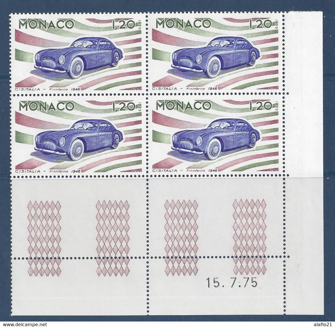 MONACO - N° 1026 - CISITALIA 1946 - Bloc De 4 COIN DATE - NEUF SANS CHARNIERE - 15/7/75 - Unused Stamps