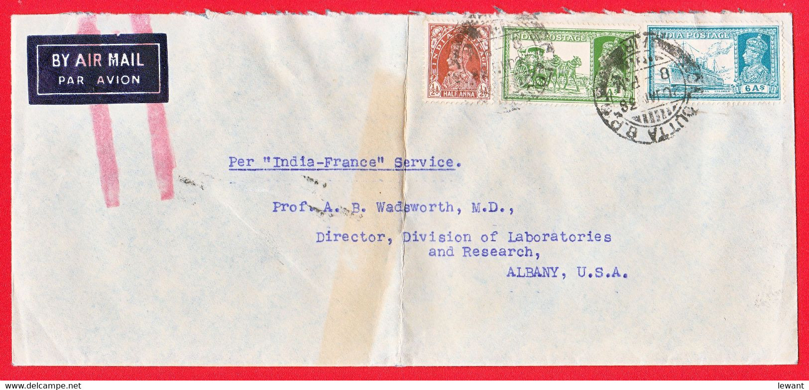 India 1938 Cover To USA (AZ) - Briefe