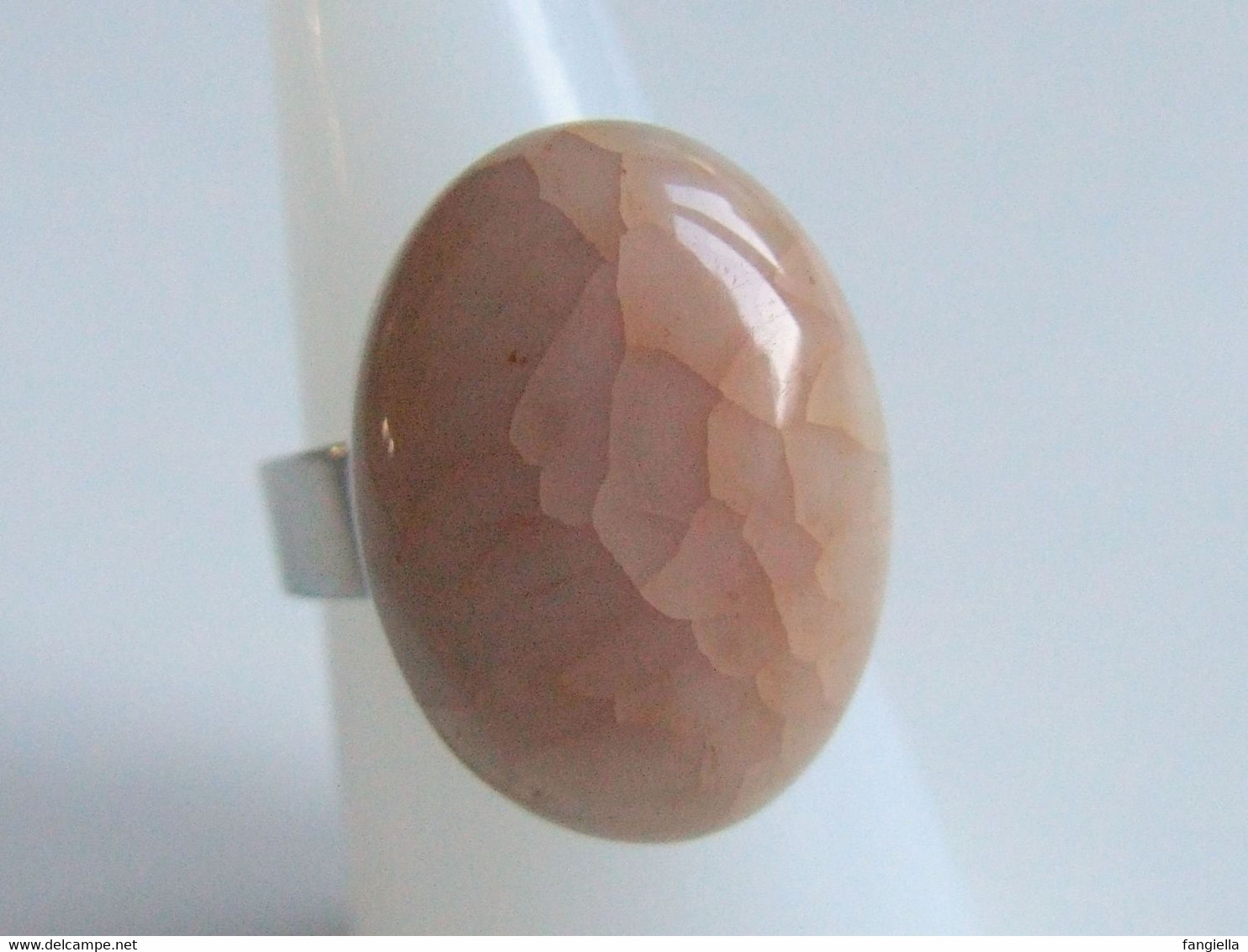 Bague Pierre, Bague Artisanale, Agate Colorée, Anneau Réglable Argenté, Bague Agate Beige, Cadeau Femme St Valentin, Ach - Bagues