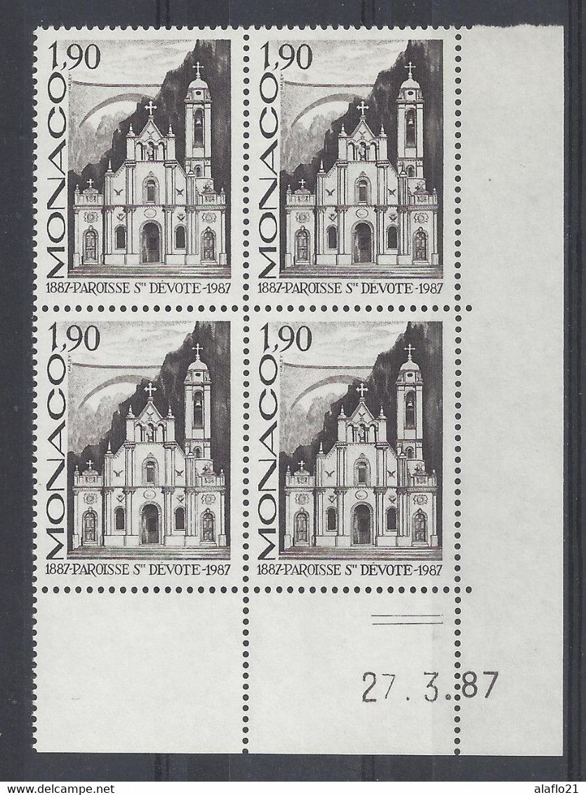 MONACO N° 1573 - Bloc De 4 COIN DATE - NEUF SANS CHARNIERE - 27/3/87 - Unused Stamps