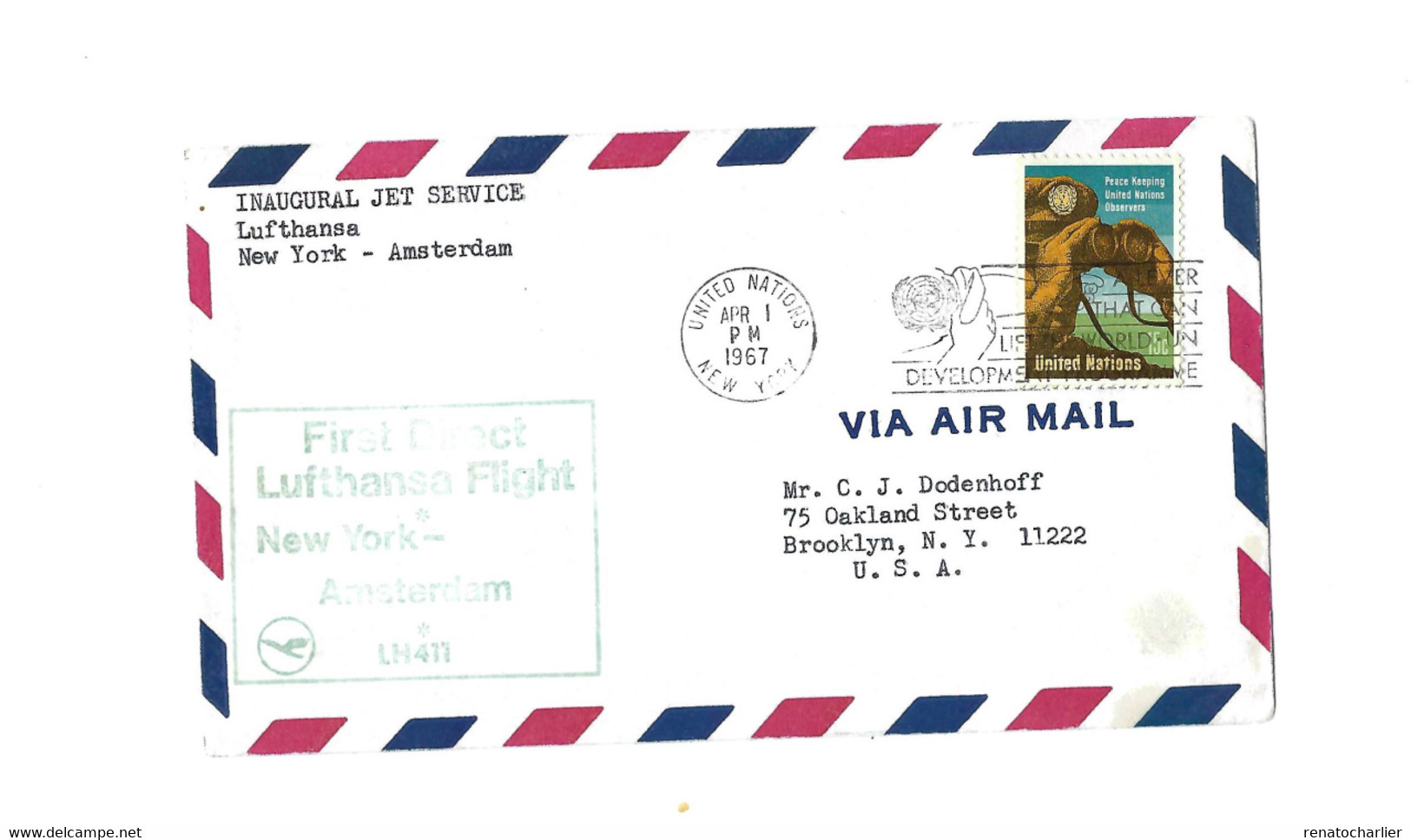 First Direct Lufthansa Flight New-York-Amsterdam.1967 - Airmail