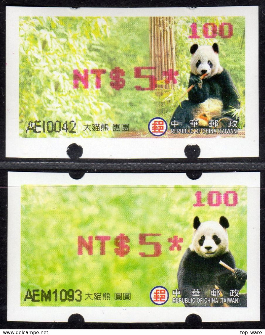 2010 Automatenmarken China Taiwan Panda Bear MiNr.23 + 24 Pink Nr.100 ATM NT$5 Xx Innovision Kiosk Etiquetas Frama - Distributors