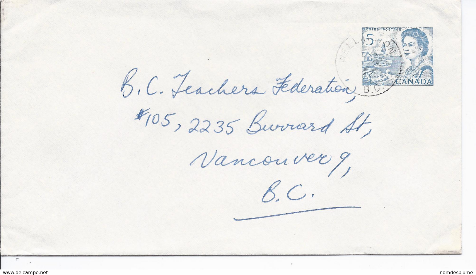 16484) Canada Cover Brief Lettre 1969 Closed BC British Columbia Post Office Postmark Cancel - Brieven En Documenten