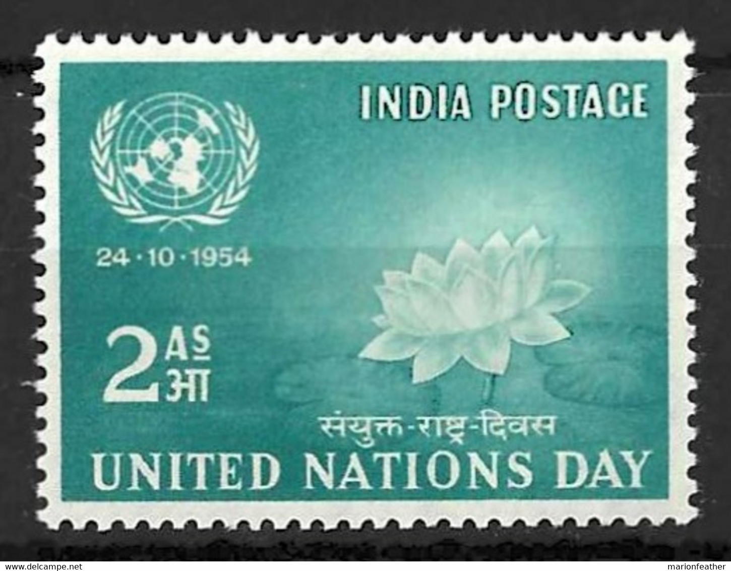 INDIA.....QUEEN ELIZABETH II...(1952-22...)...." 1954.."...UNITED NATIONS DAY........SG352........MNH.. - Ongebruikt