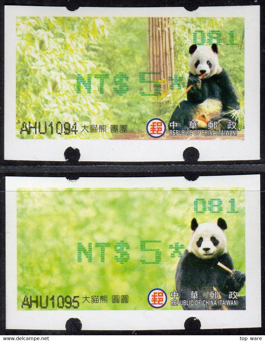 2010 Automatenmarken China Taiwan Panda Bear MiNr.23 + 24 Green Nr.081 ATM NT$5 Xx Innovision Kiosk Etiquetas Frama - Automatenmarken