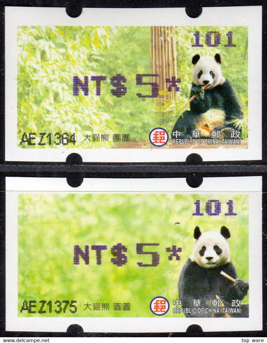 2010 Automatenmarken China Taiwan Panda Bear MiNr.23 + 24 Blue Nr.101 ATM NT$5 Xx Innovision Kiosk Etiquetas Frama - Distributors