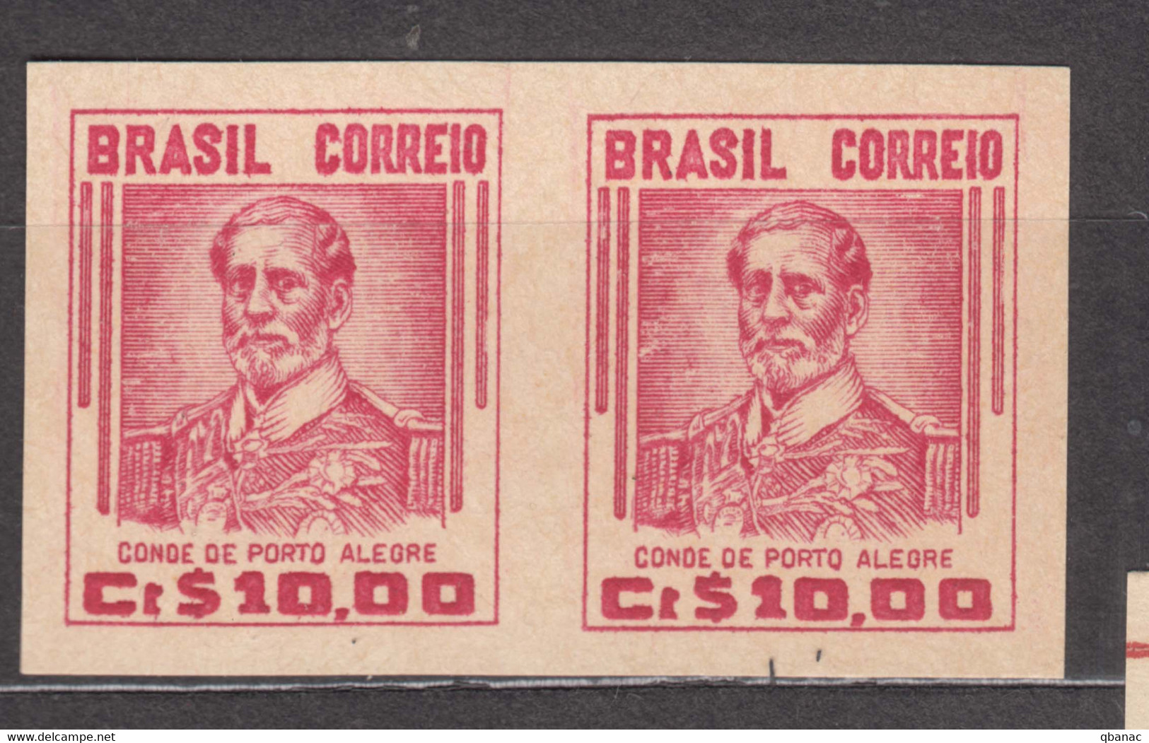 Brasil Brazil, Type Of 1941-1951, Plate Proof Pair On Unwatermarked Heavy Paper, Mint Light Hinged - Ongebruikt