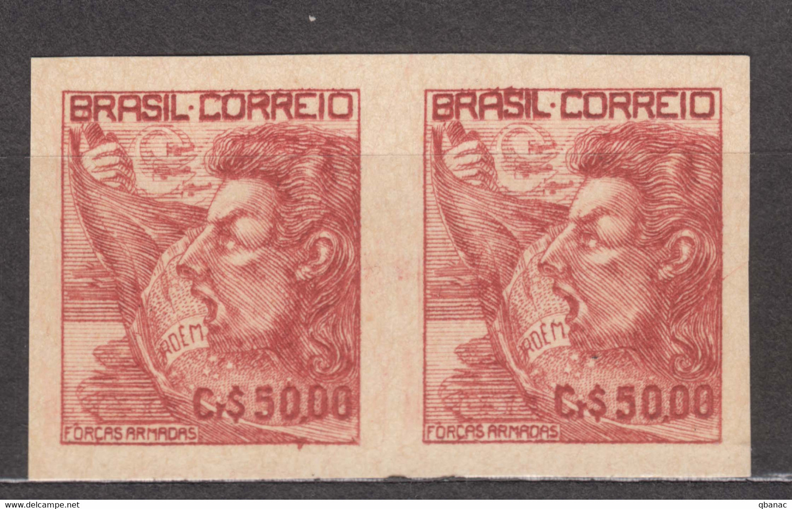 Brasil Brazil, Type Of 1941-1951, Plate Proof Pair On Unwatermarked Heavy Paper, Mint Light Hinged - Ongebruikt