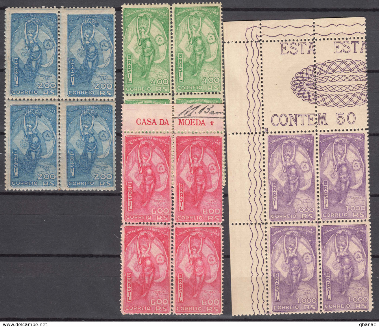 Brazil Brasil 1933 Mi#392-395 Mint Never Hinged Pieces Of 4 - Nuevos