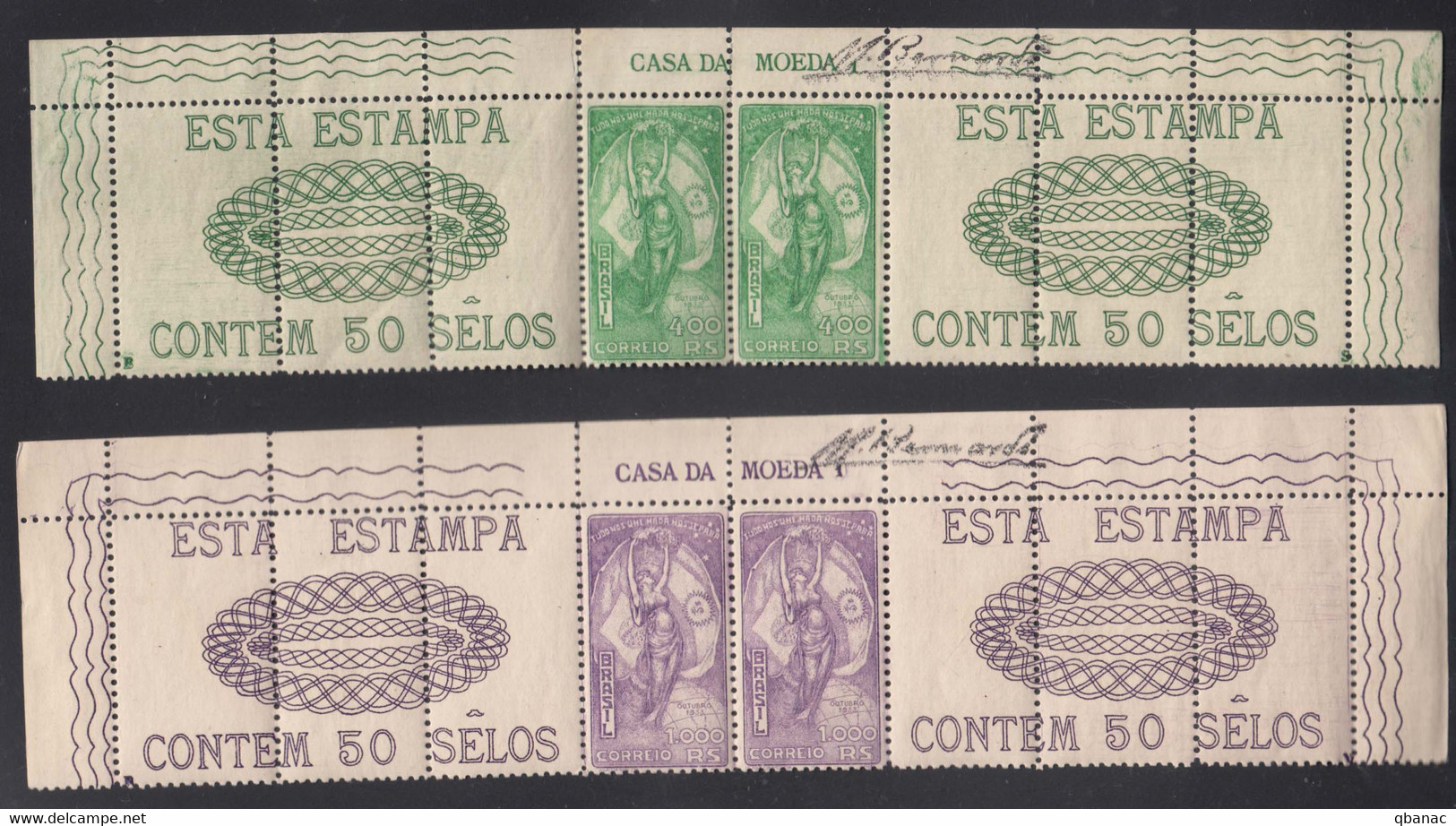 Brazil Brasil 1933 Mi#393,395 Mint Never Hinged Pairs With Sheet Parts - Nuevos